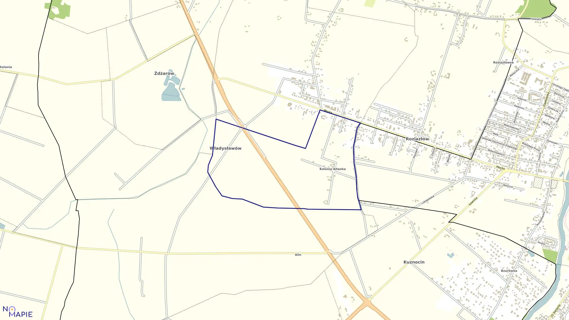 Mapa obrębu WŁADYSŁAWÓW w gminie Sochaczew