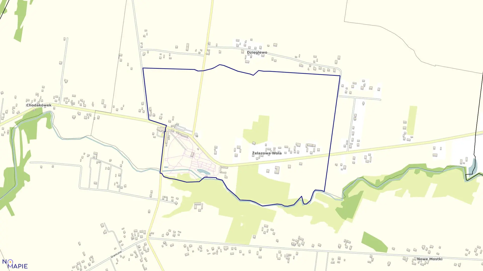 Mapa obrębu ŻELAZOWA WOLA w gminie Sochaczew